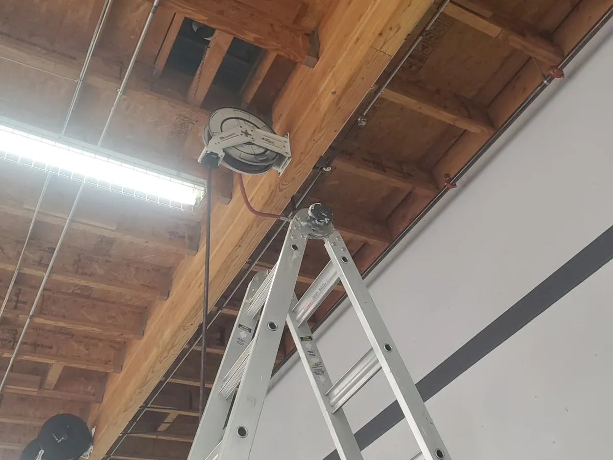 Framing and drywall on an open ceiling